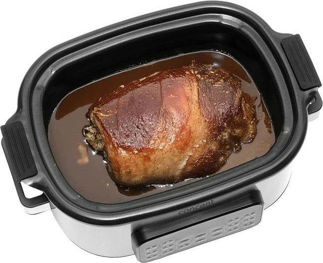 Multicooker/slow cooker Concept CK9000 6L 1250W 10 programe inox me shportë avulli dhe formë silikoni