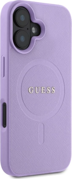Mbështjellës Guess Saffiano MagSafe për iPhone 16, Vjollcë
