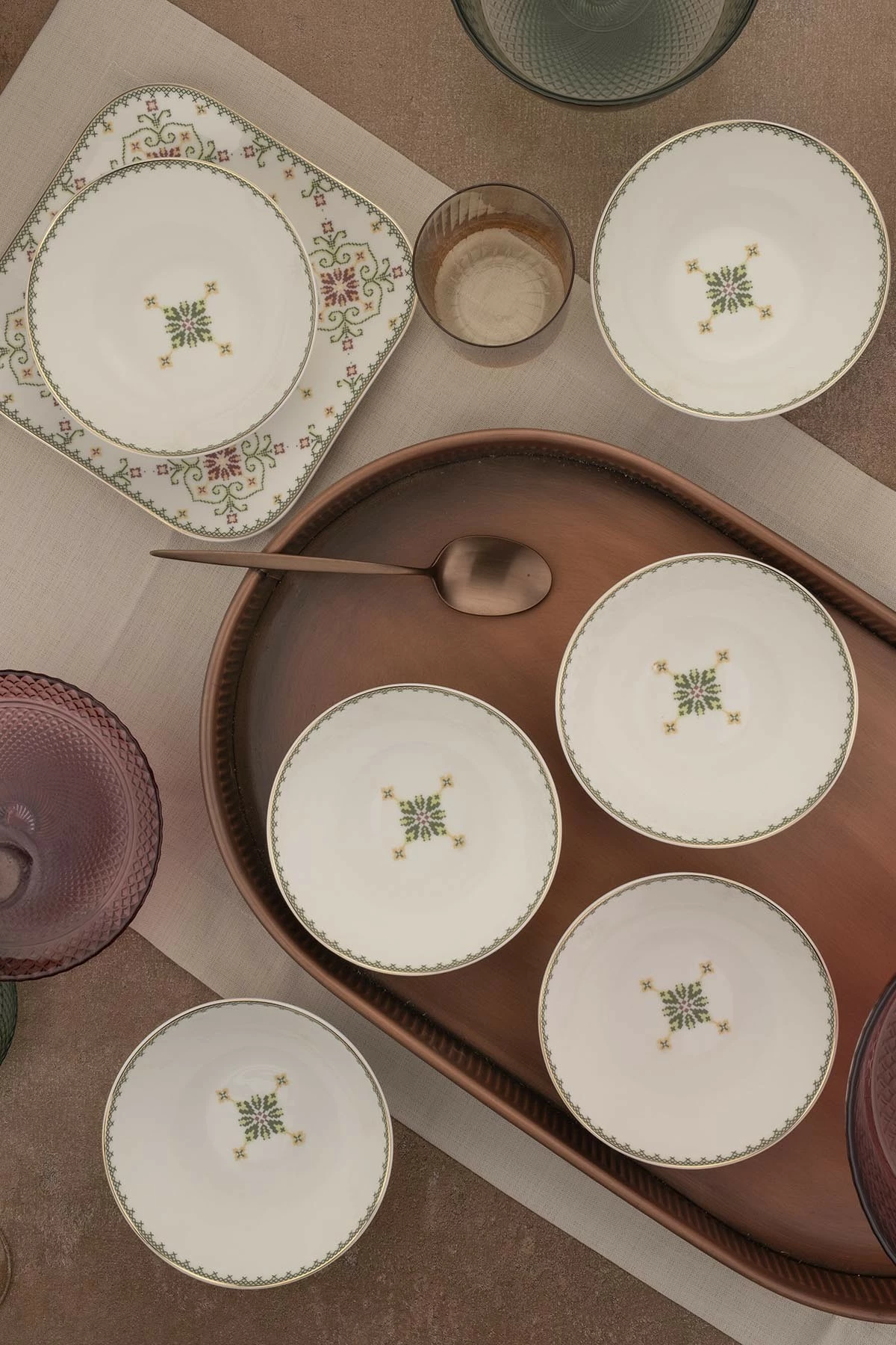 Set tasash porcelani, shumëngjyrëshe, 6 copë, Hermia Concept, BNMNS15KSS612679