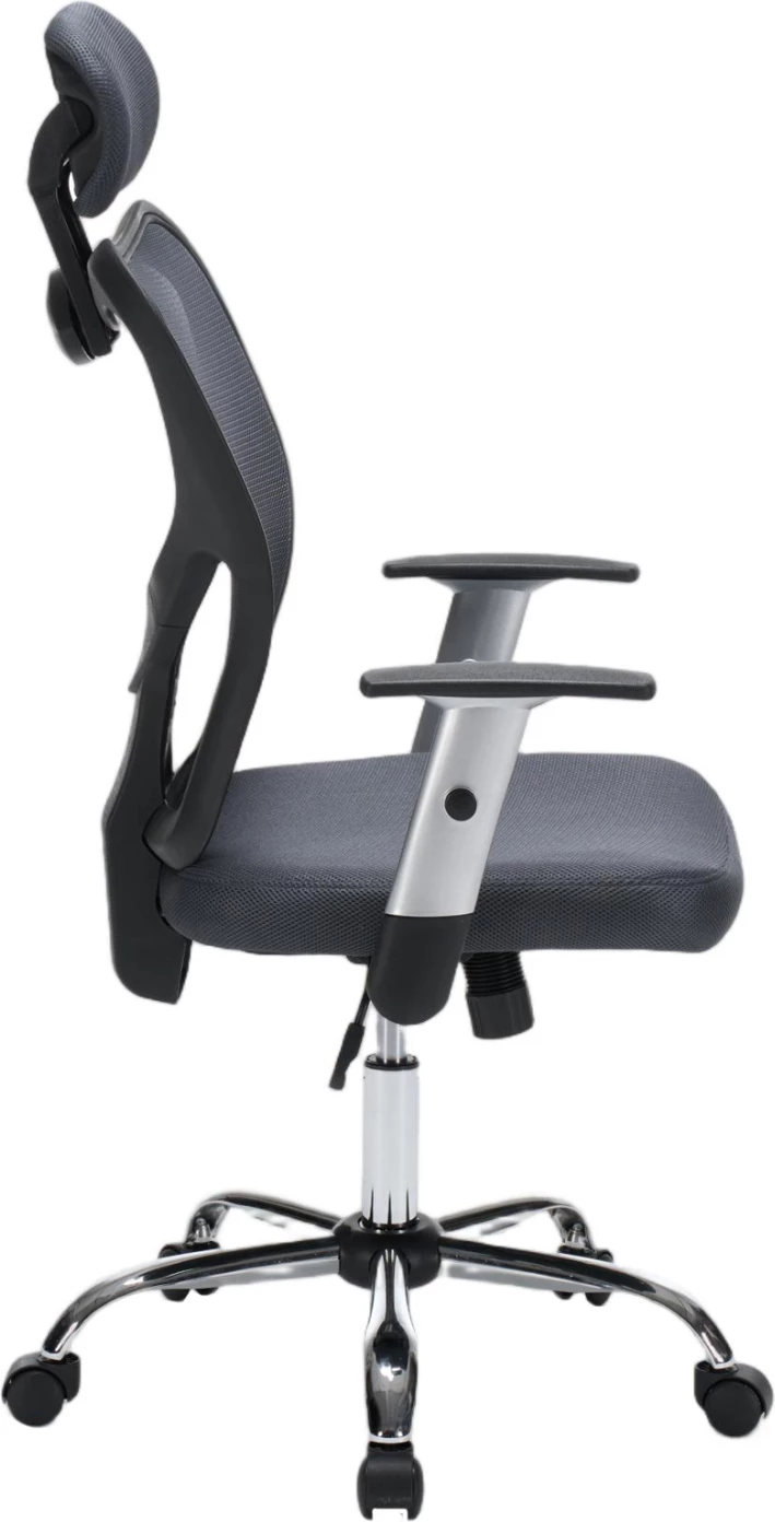 Karrige zyre CUORE, material rrjete gri, kornizë e zezë, bazë kromi, 63x61x125cm