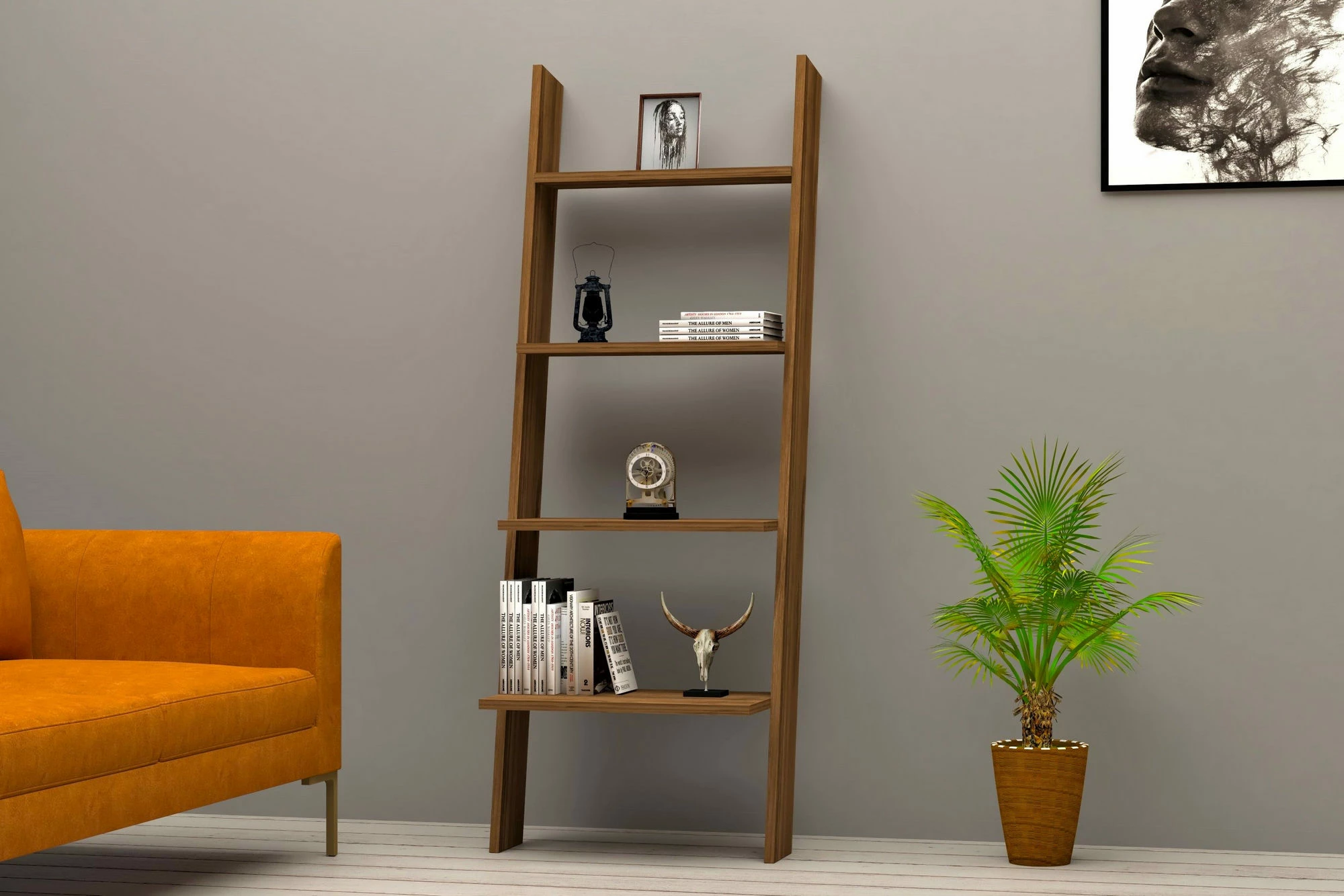 Raft librash Hanah Home, ngjyrë arre, dizajn skandinav