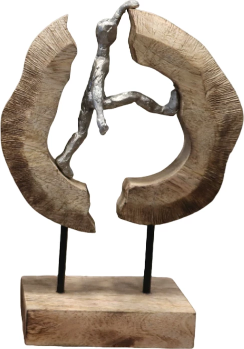 Dekor tavoline Caren Inart dru mango-alumin 19x10x29cm