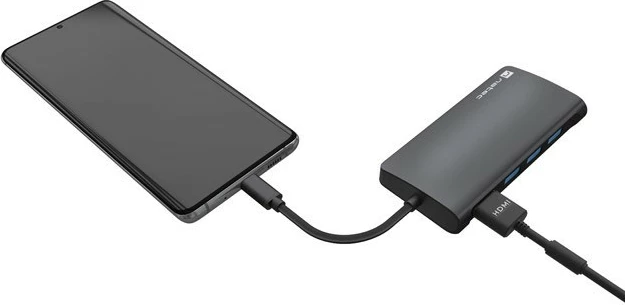 Adapter multiport Natec Fowler 2 V2, USB-C në HUB, 3x USB 3.0, HDMI 4K, Gri