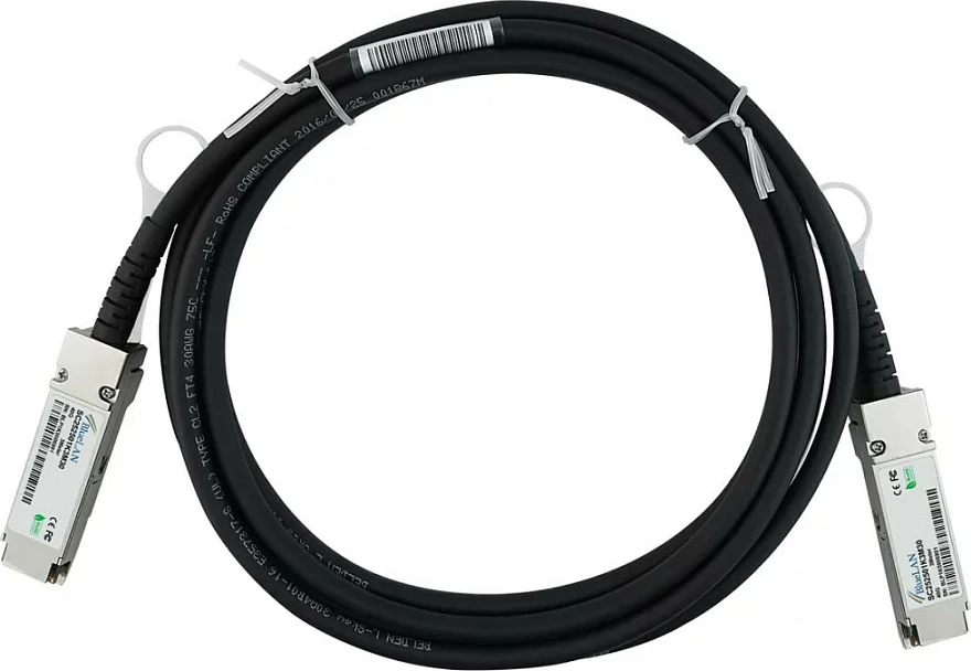 Kabllo DAC BlueOptics QSFP-40G-C3M, QSFP+ 40Gb, 3m, e zezë