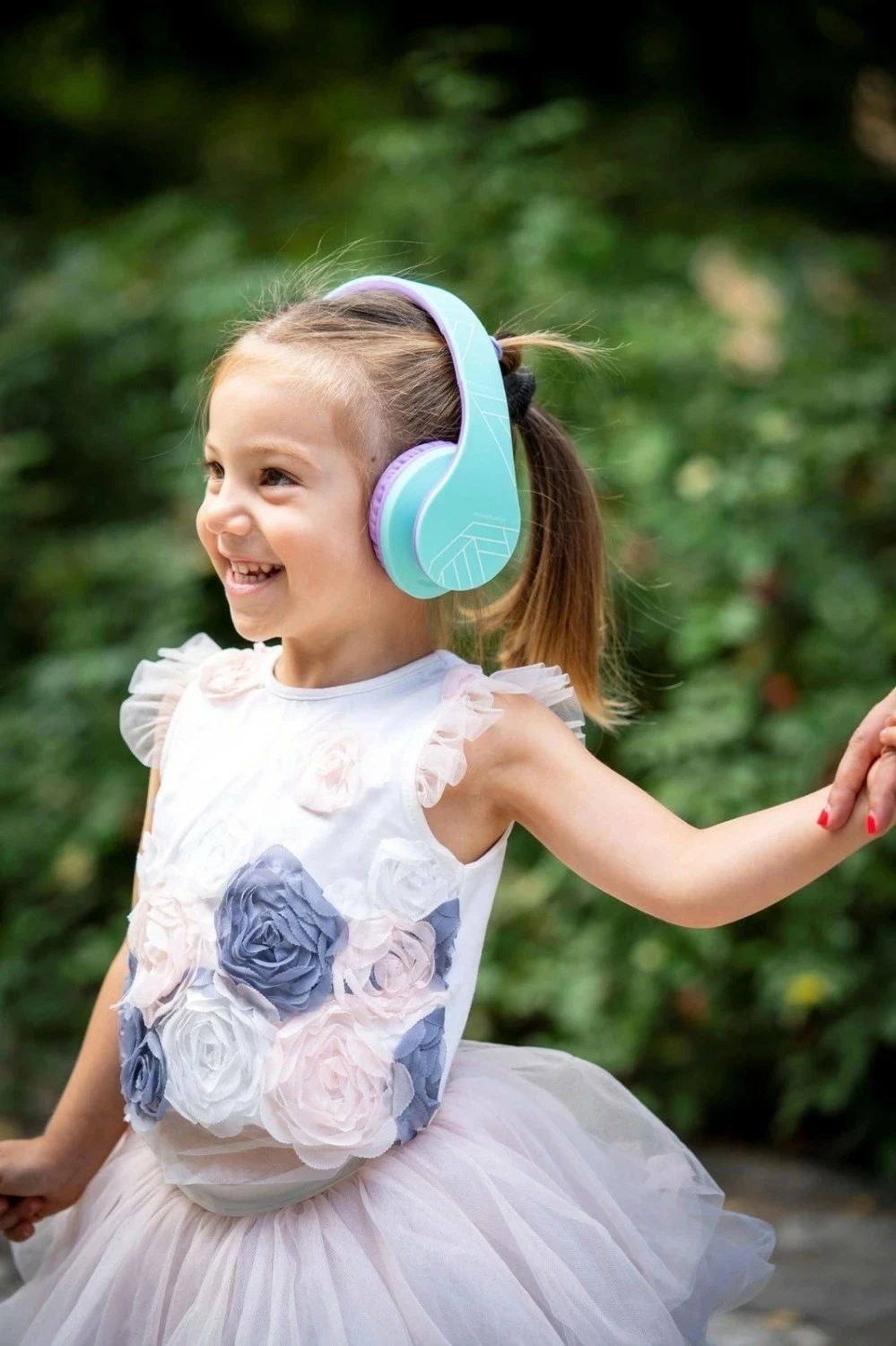 Kufje për fëmijë PowerLocus Kids, Bluetooth 5.0, microSD deri 32GB, jeshile-vjollcë