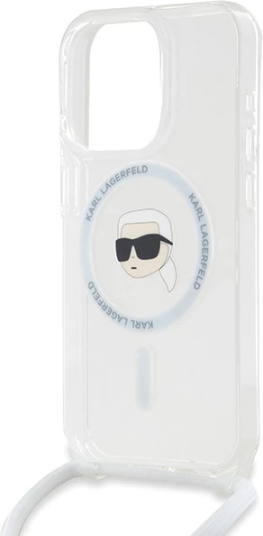 Mbështjellës Karl Lagerfeld Crossbody IML Karl Head MagSafe për iPhone 15 Pro Max, Transparent