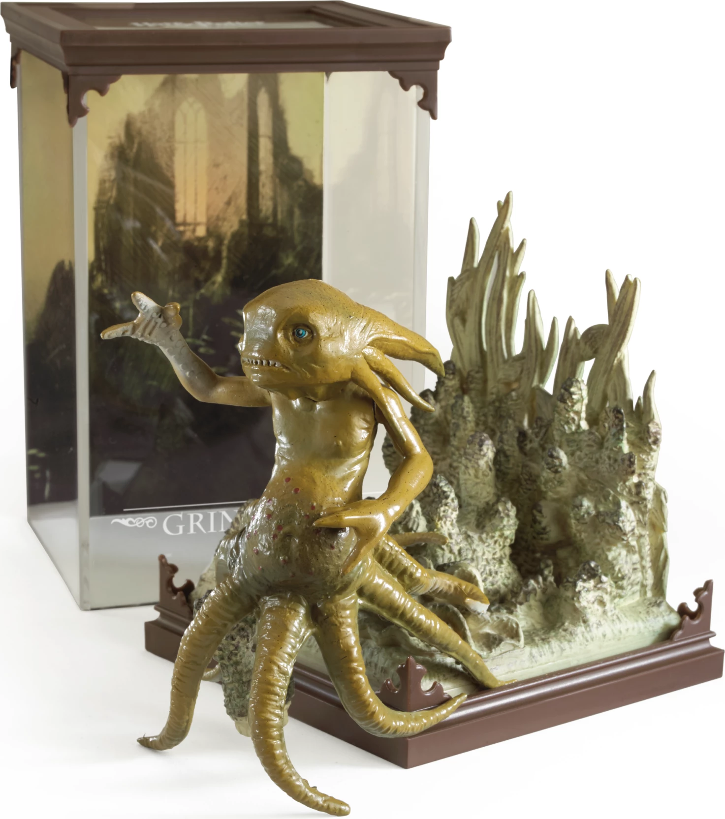 Figurë koleksionuese Noble Collection Harry Potter Magical Creatures Grindylow, e pikturuar me dorë, me kuti mbrojtëse, jeshile-ulliri