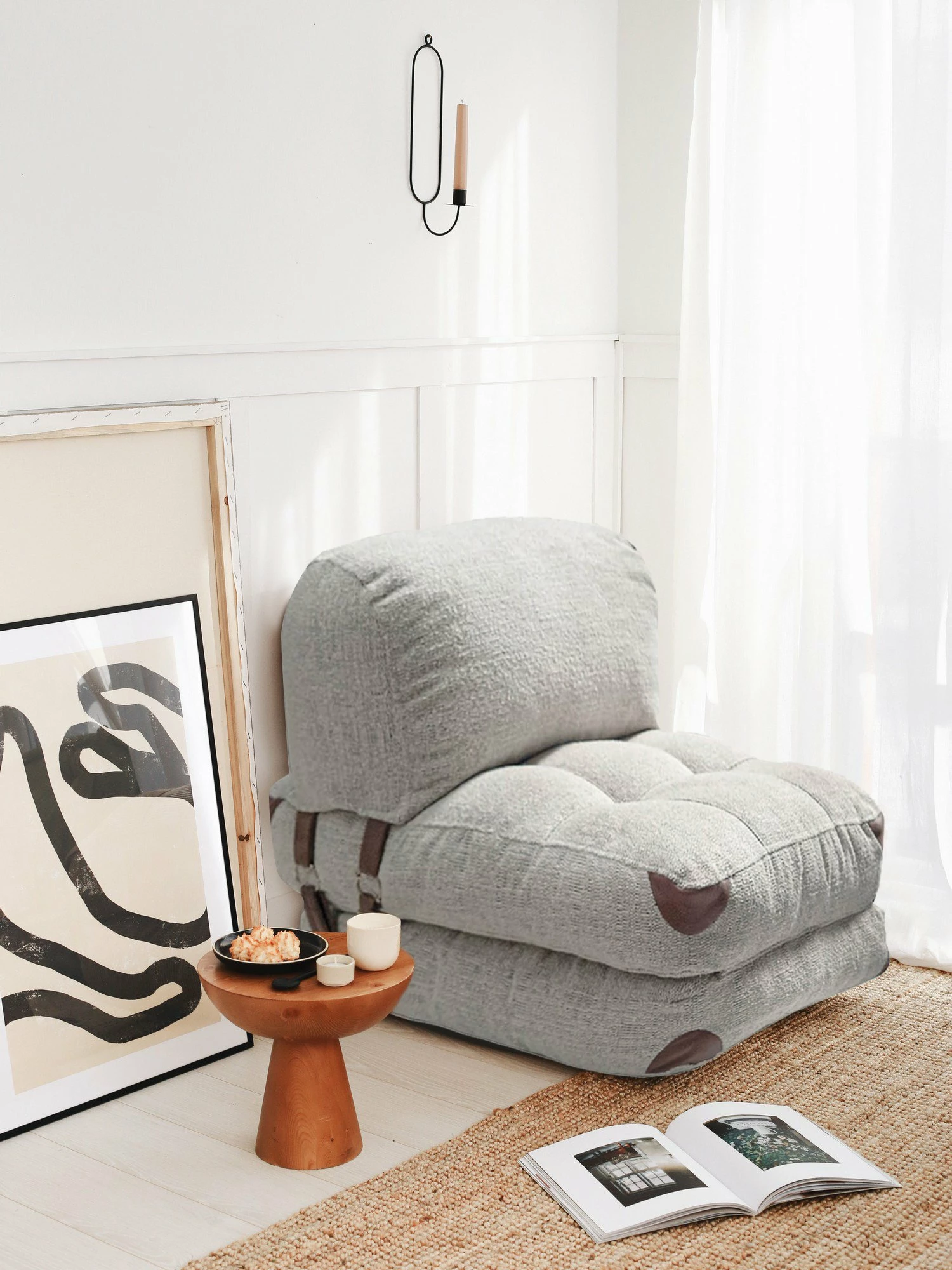 Krevat-karrige një vendës, Atelier del Sofa, Teddy Fold, ngjyrë gri
