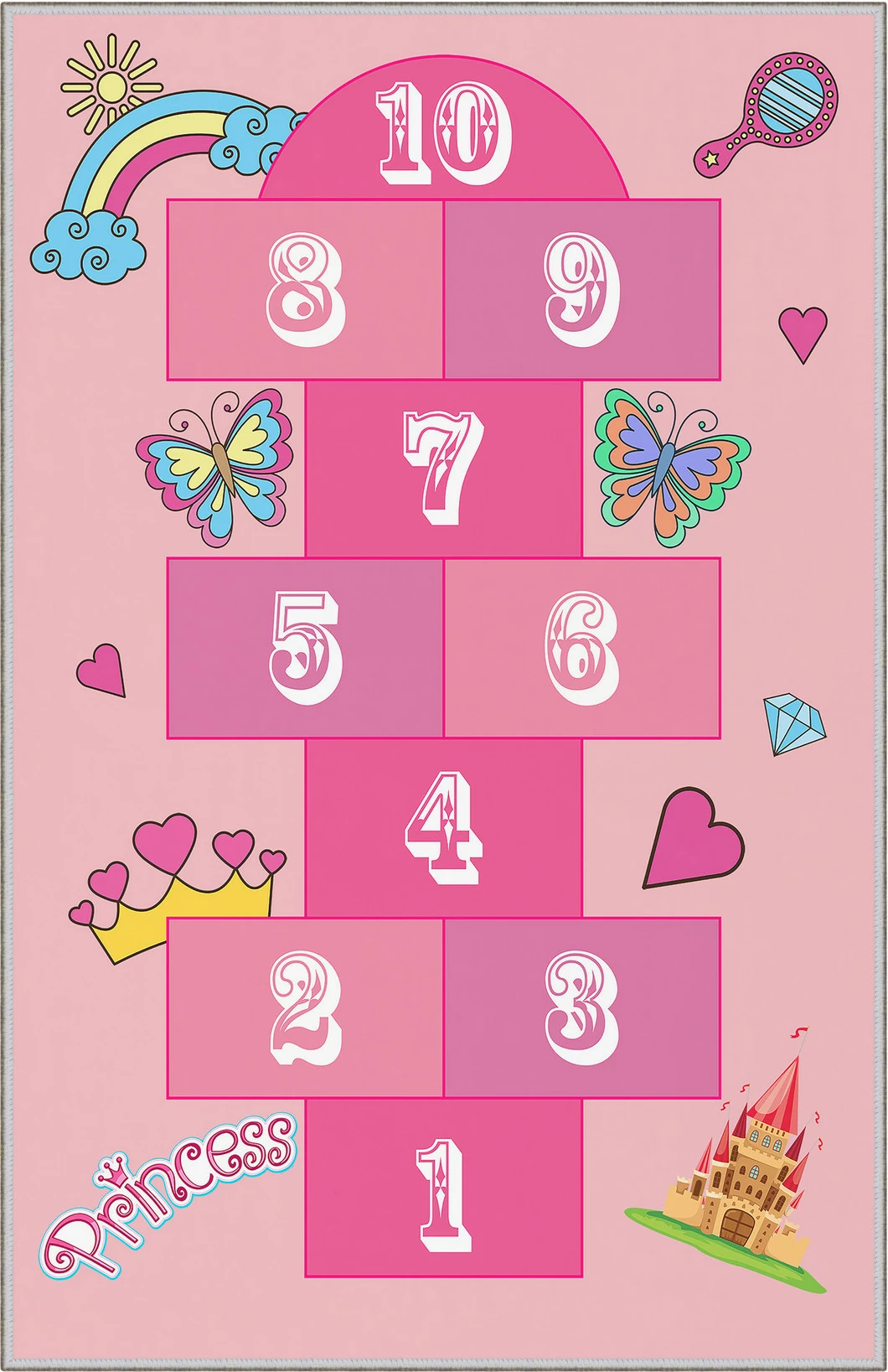 Qilim për fëmijë, dizajn princeshe, shumëngjyrësh, WOOKECE040, 140x220cm