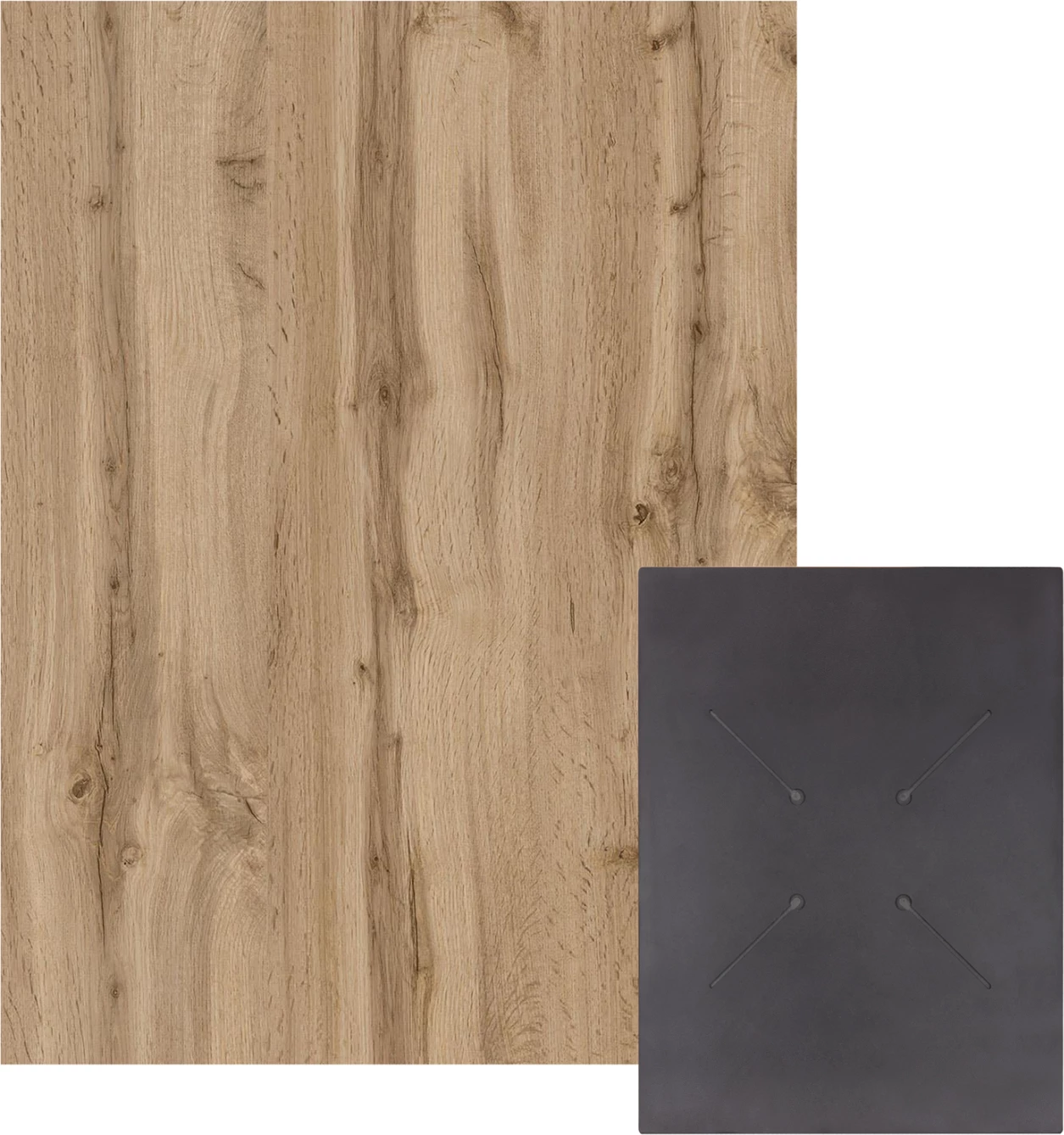 Sipërfaqe tavoline drejtkëndëshe HPL, ngjyrë lisi Sonama, 60x80cm, set prej 2 copë