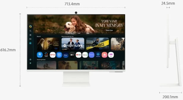 Monitor smart Samsung Smart Monitor M8 LS32FM801UUXDU 32\" 4K UHD VA 60Hz, i bardhë