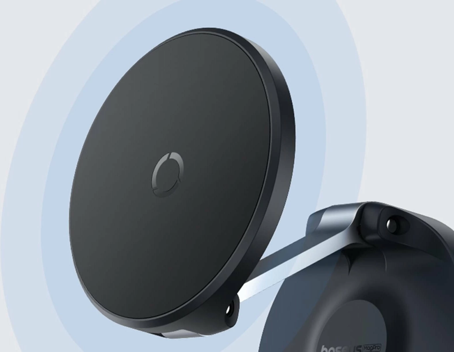 Mbajtëse magnetike për celular Baseus MagPro (MagSafe), montim në panel, rrotullim 360°, e zezë, set me pllakë metalike