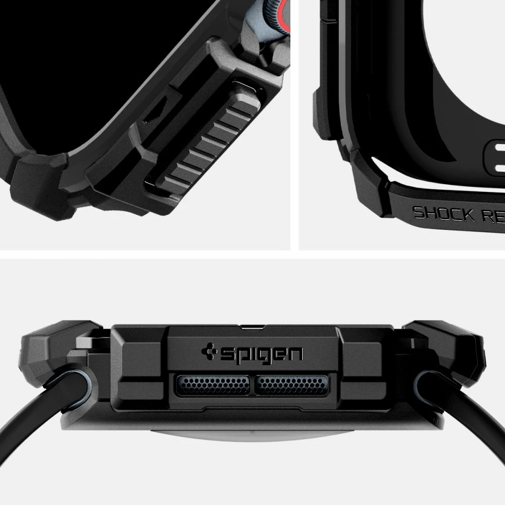 Mbështjellës Spigen Rugged Armor për Apple Watch 10, 46mm, i zi