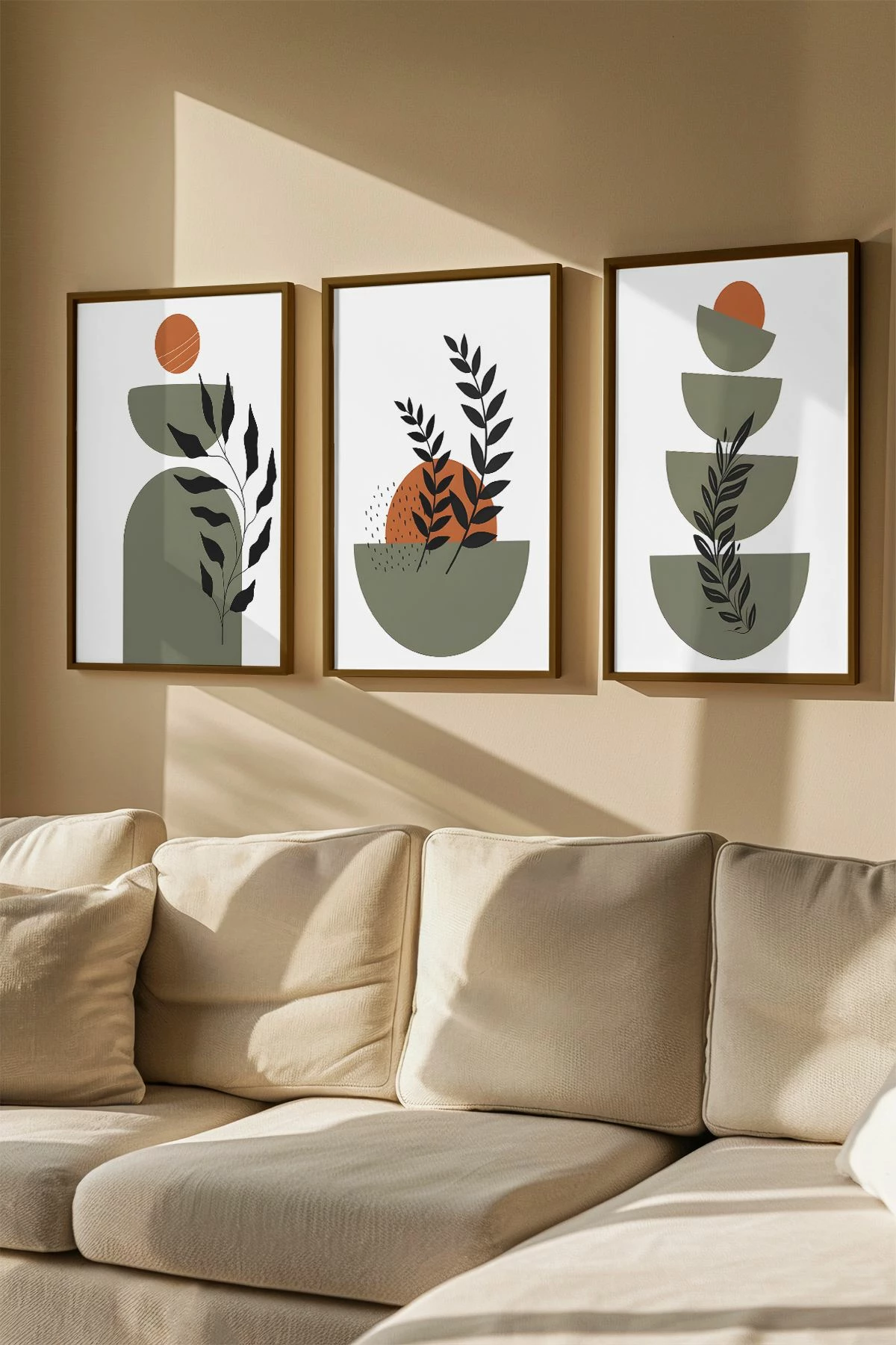 Set pikturash dekorative me kornizë (3 copë), Wallity, Artvmodel6-Kahve
