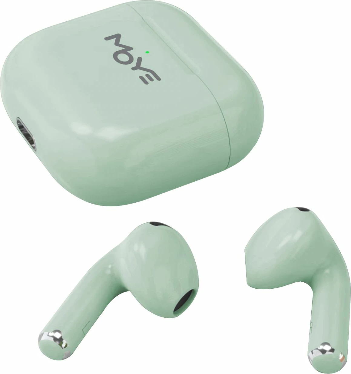 Kufje wireless MOYE Aurras 3 Lite, Bluetooth 5.4, deri 5 orë, USB-C, jeshile, set me kuti karikimi