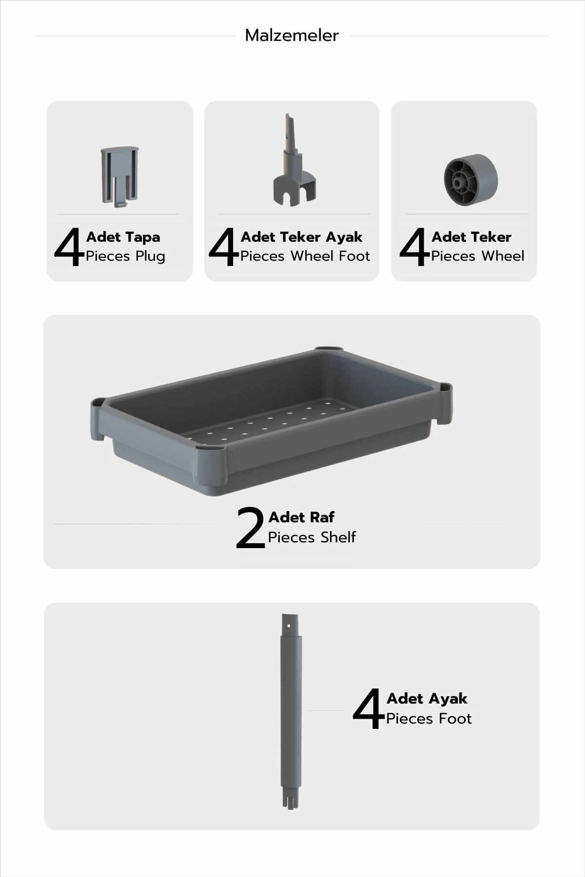 Raft plastik shumëpërdorimësh, ngjyrë gri, Aberto Design, TKRLKKT-2K-2, 23x36x40cm