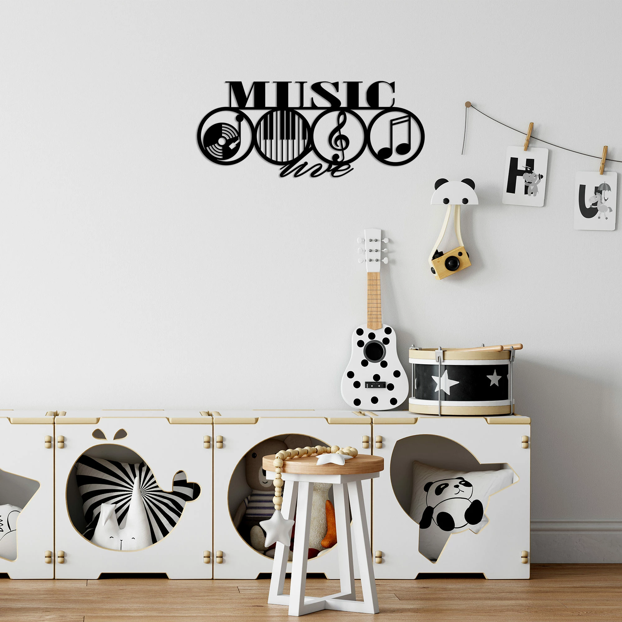 Aksesor dekorativ metalik për mur, temë muzikore, Wallity, 70x29cm