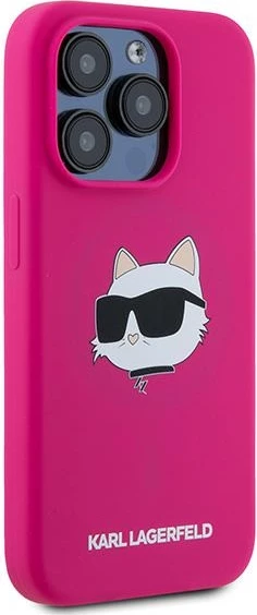 Mbështjellës Karl Lagerfeld Silicone Choupette Head MagSafe për iPhone 15 Pro Max, rozë
