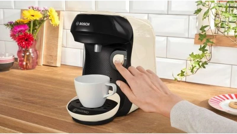 aparat kapsulash kafeje Bosch TTAS107E, zi/bardhë