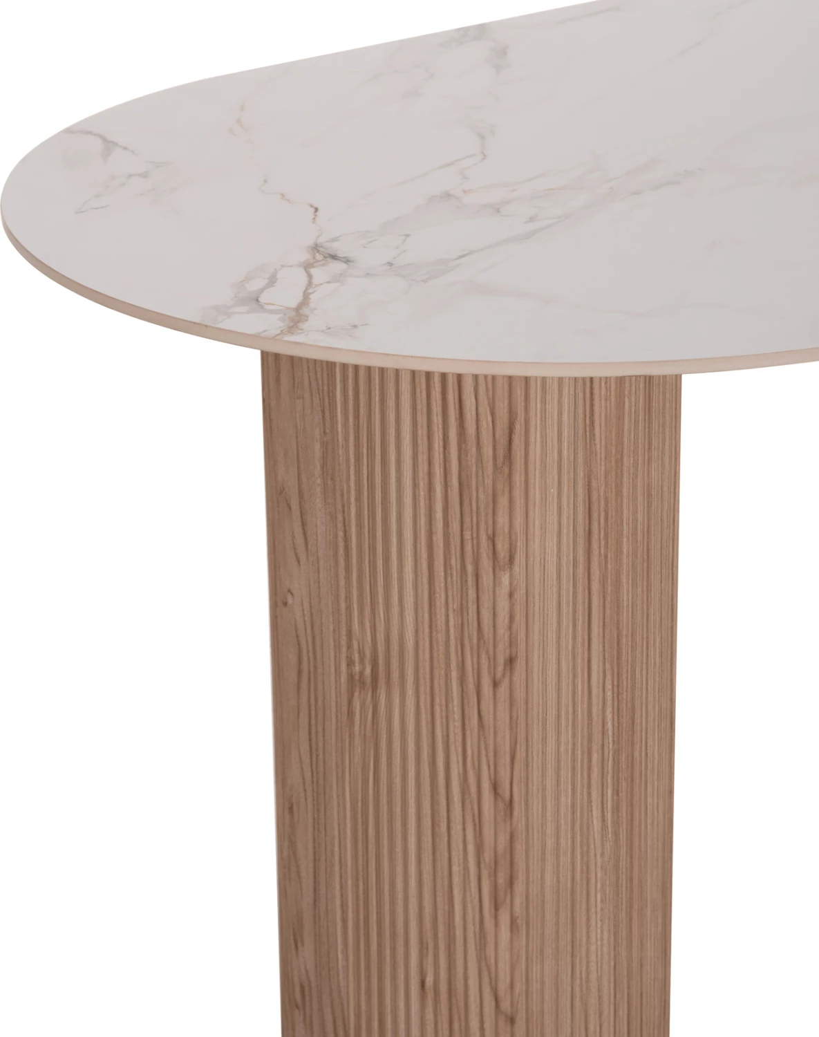Tavolinë ngrënie Mellow, FH18416, këmbë MDF, sipërfaqe qeramike ngjyrë mermeri të bardhë, 180x90x76 cm