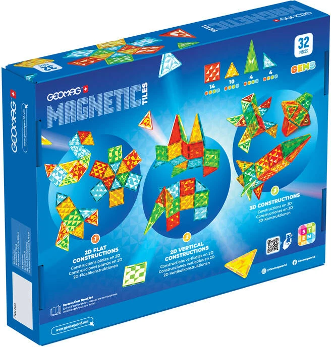 Set pllaka magnetike Geomag Gems Rocket 32, shumëngjyrëshe