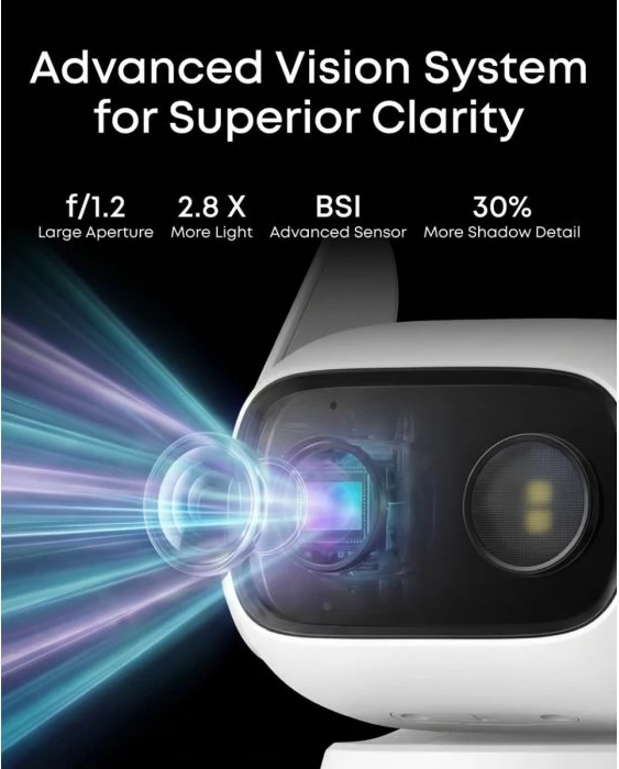 Kamerë sigurie CCTV ANKER Eufy Security C31 (T817L420), 360° pan/tilt, IP66, wired Wi‑Fi, night vision me ngjyra, e bardhë