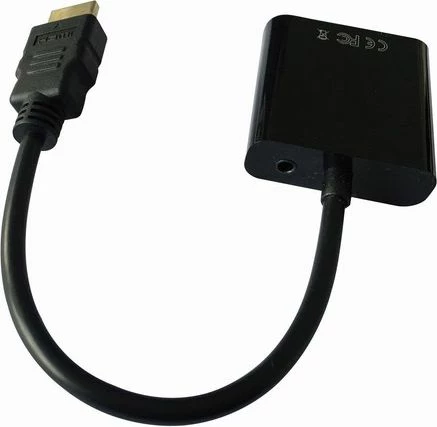 Adapter AV Gembird A-HDMI-VGA-03 HDMI në VGA + Jack 3.5mm, 1080p, 15cm, i zi
