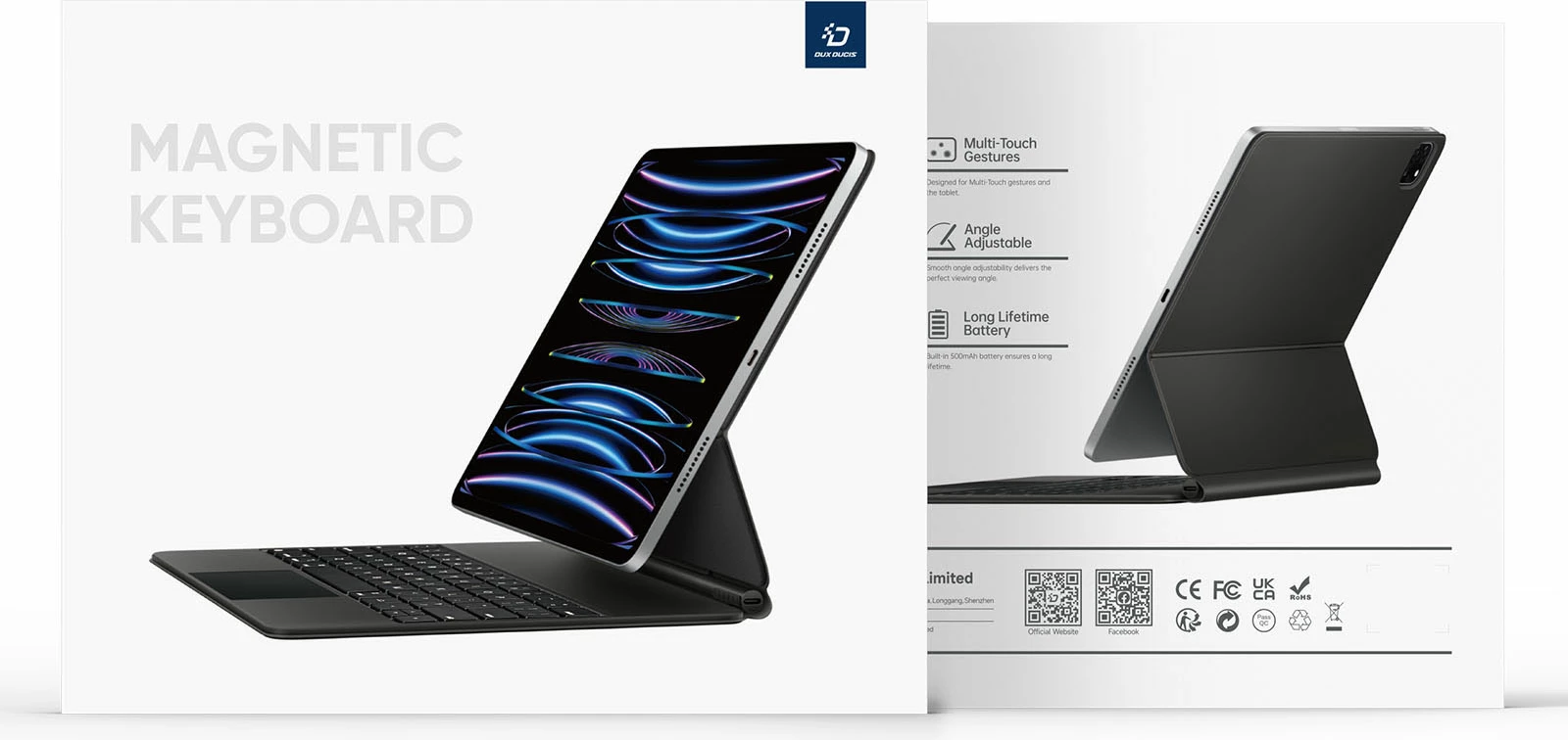 Mbështjellës me tastierë Bluetooth Dux Ducis MK Series për Samsung Galaxy Tab S9/S8/S7, i zi