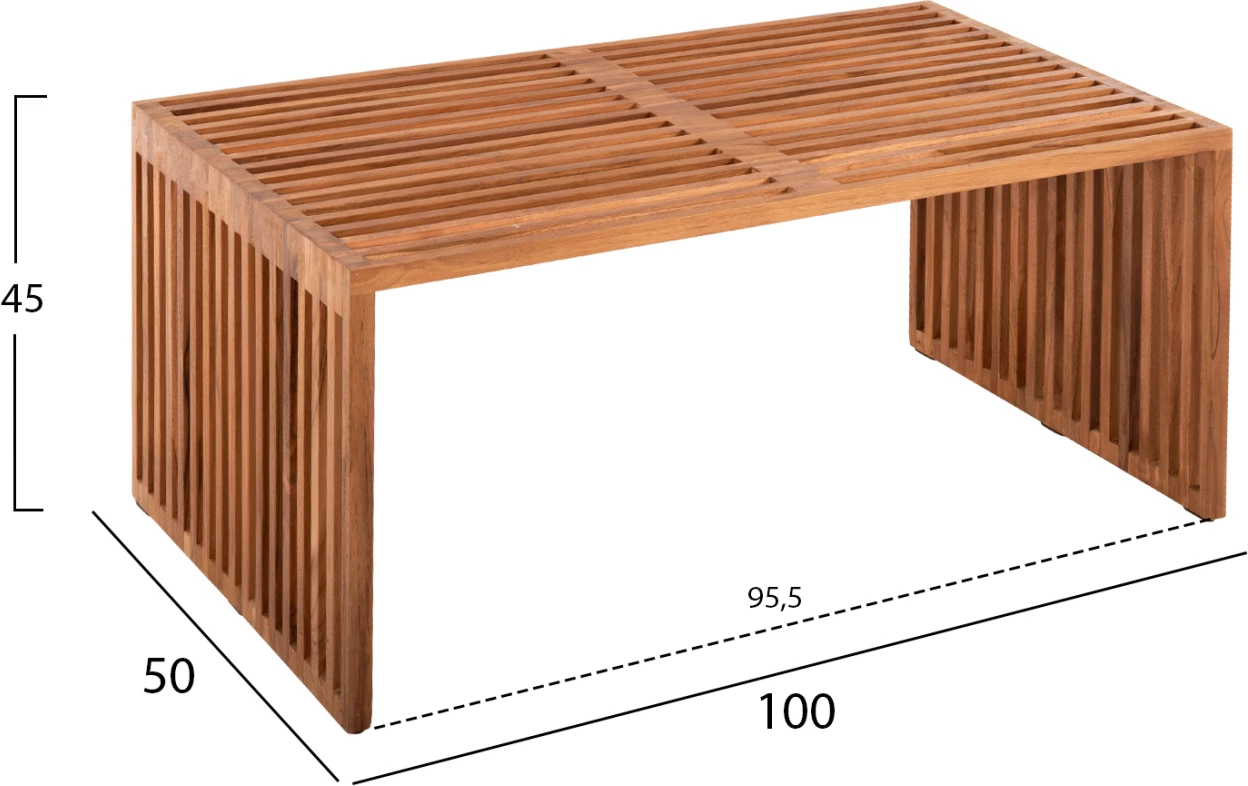 Tavolinë kafeje NYA, dru tik, ngjyrë natyrale, FH9568, 100x50x45H cm