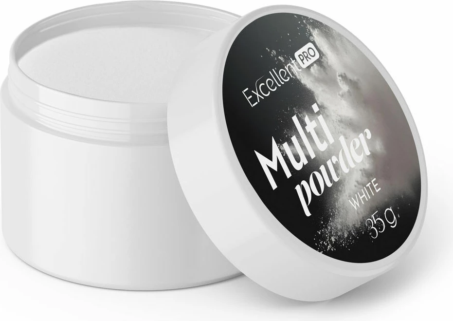 Pluhur akrilik për thonj Excellent PRO Multi Powder për femra White 35g