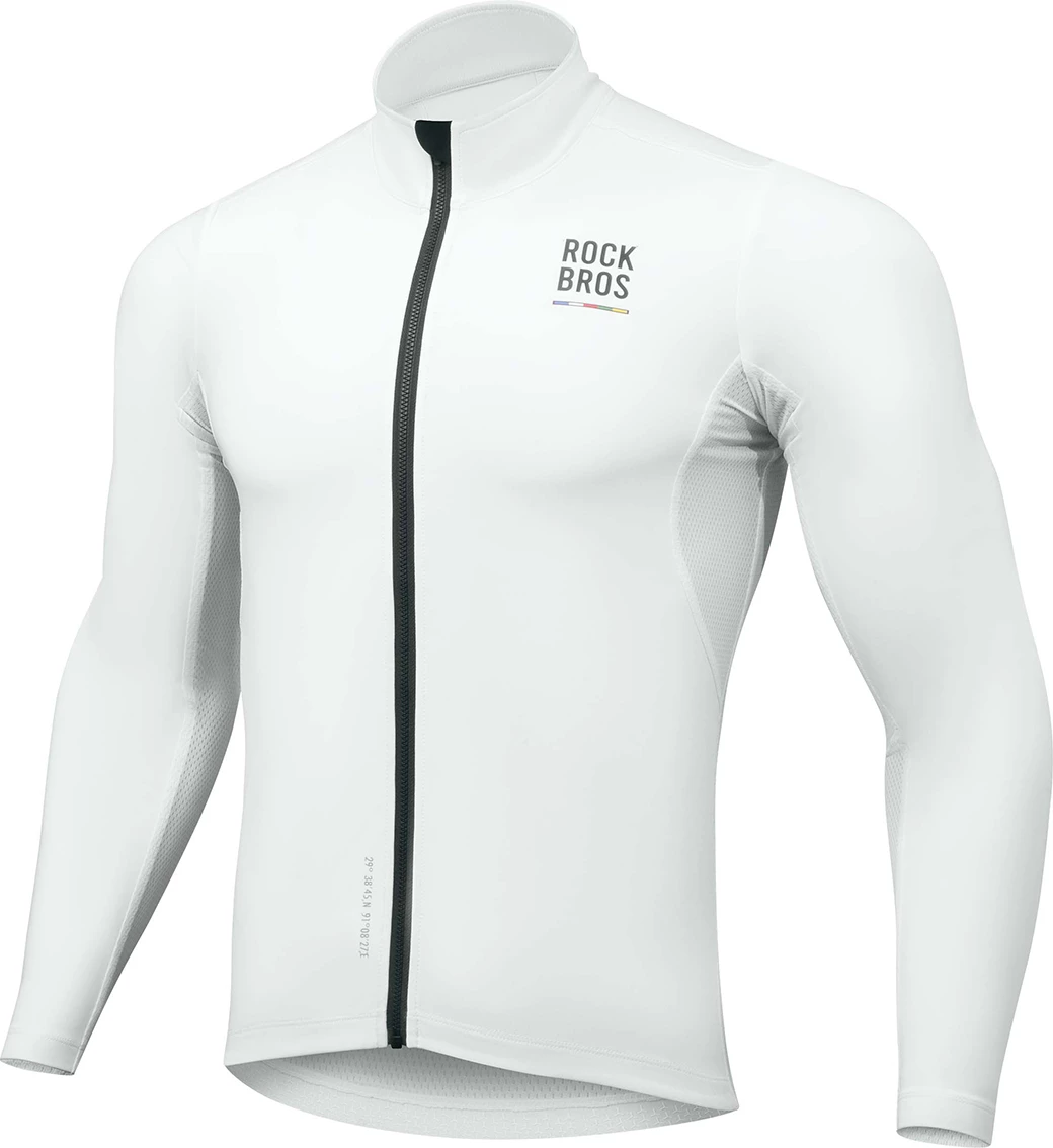 Fanellë çiklizmi Rockbros TLWT001 Road To Sky, madhësia M, windproof, e izolume, me panele mesh, me 3 xhepa mbrapa, me zinxhir YKK, e bardhë