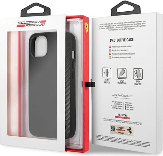 Mbështjellës Ferrari On Track Carbon Stripe për iPhone 13 mini 5.4", i zi