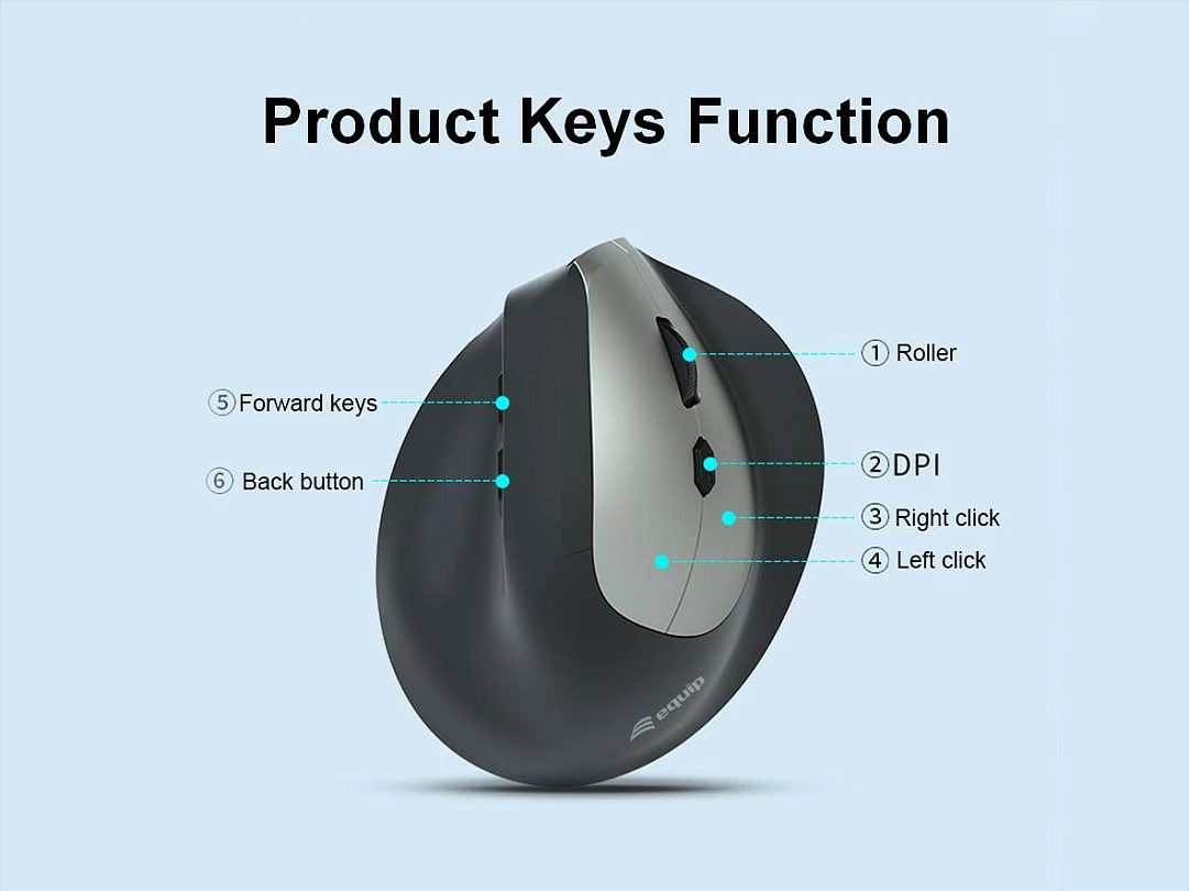 Maus ergonomik EQUIP DM, wireless 2.4GHz + Bluetooth, 6 butona, i zi