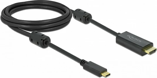 Kabllo DeLOCK USB-C në HDMI (Active, DP Alt Mode), 2 m, 4K 60Hz, e zezë