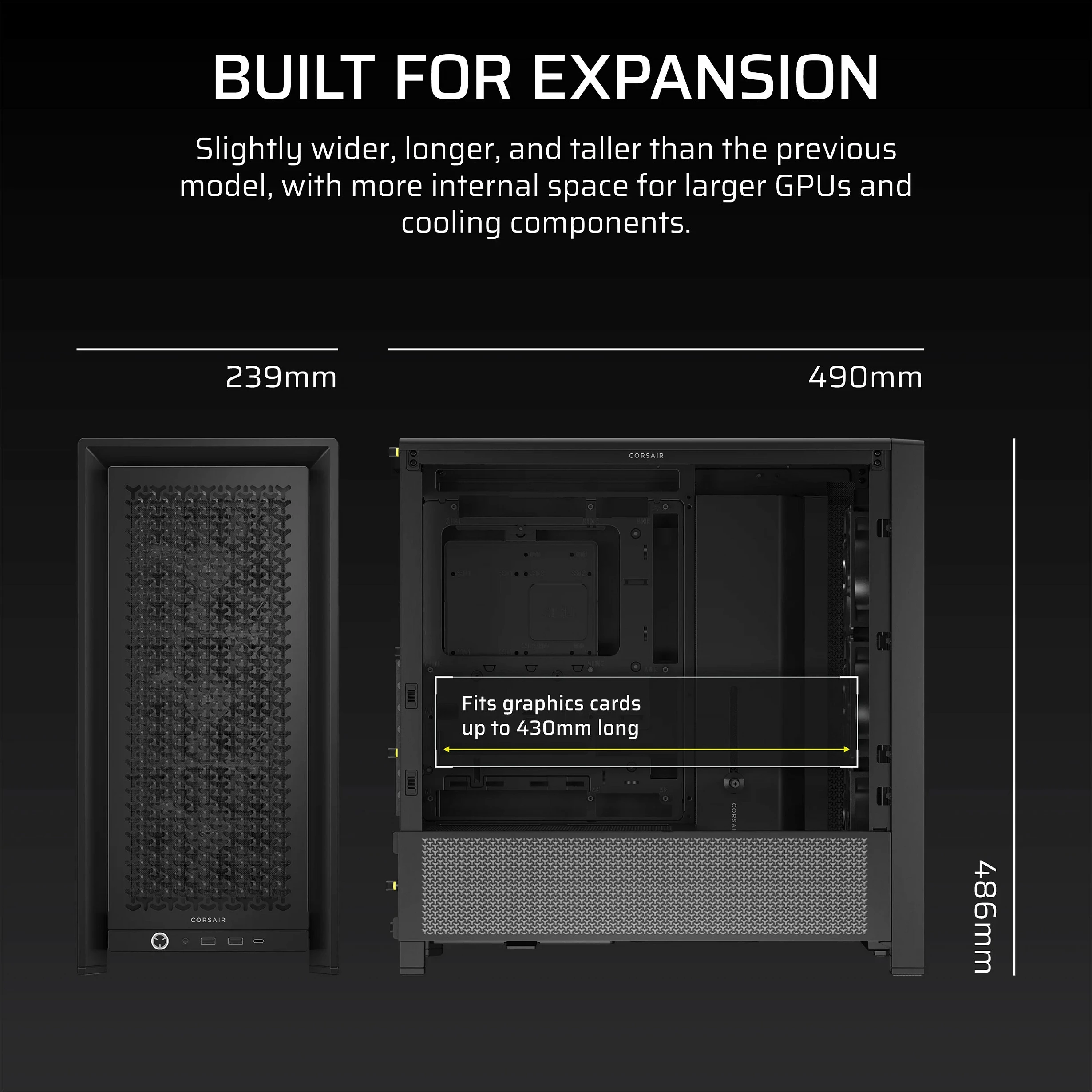 Kasë Corsair FRAME 4000D RS, Midi Tower ATX/EATX, xham i temperuar, e zezë
