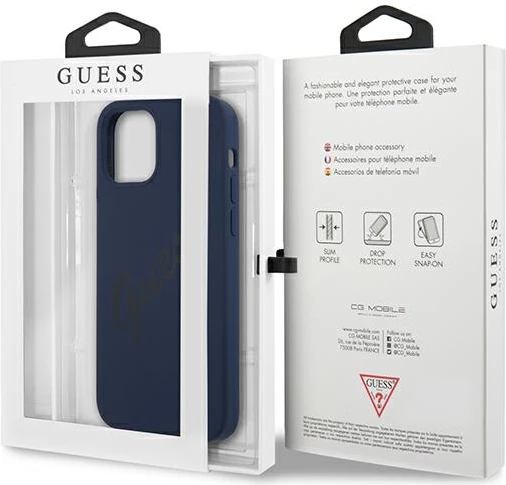 Mbështjellës Guess GUHCP12LLSVSBL për iPhone 12 Pro Max 6.7", silikon, Blu