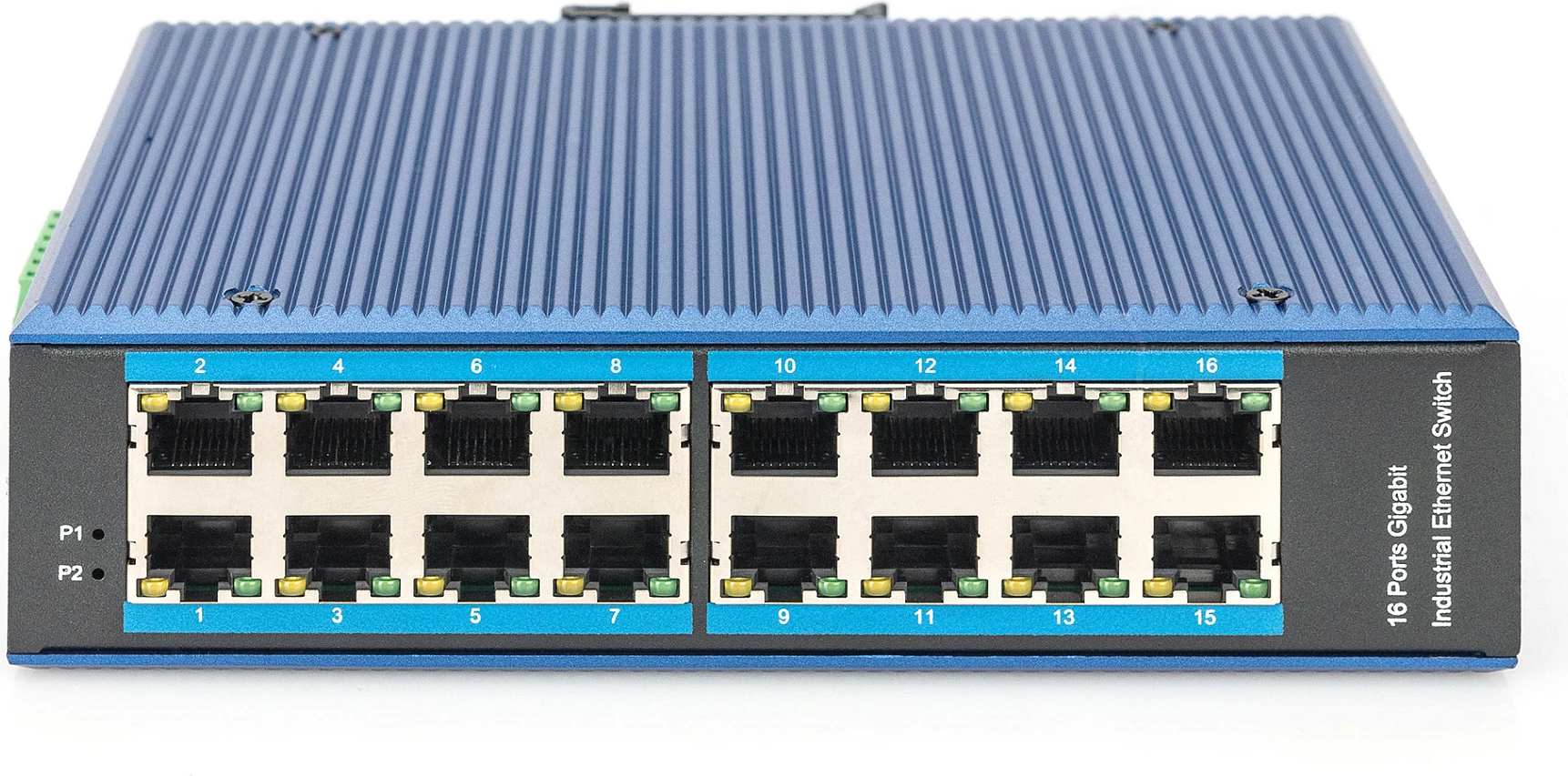 Switch Digitus Industrial 16-Port Gigabit Ethernet, DIN Rail, Fanless, IP40, kaltër