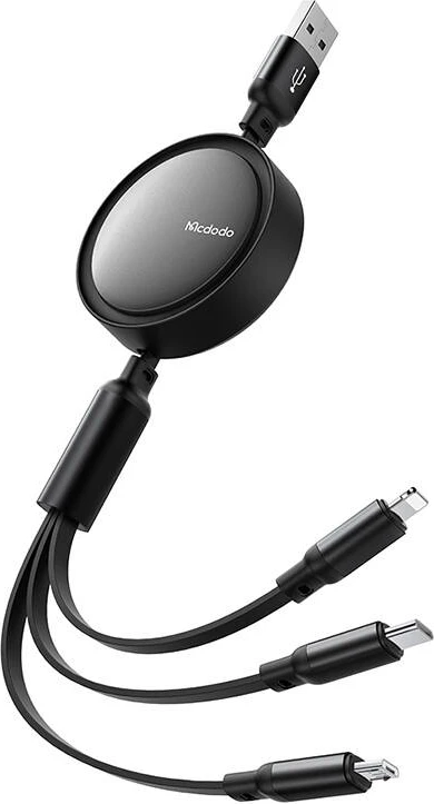 Kabllo 3-në-1 Mcdodo CA-7256, USB në USB-C/Lightning/Micro USB, 1.2m, e zezë