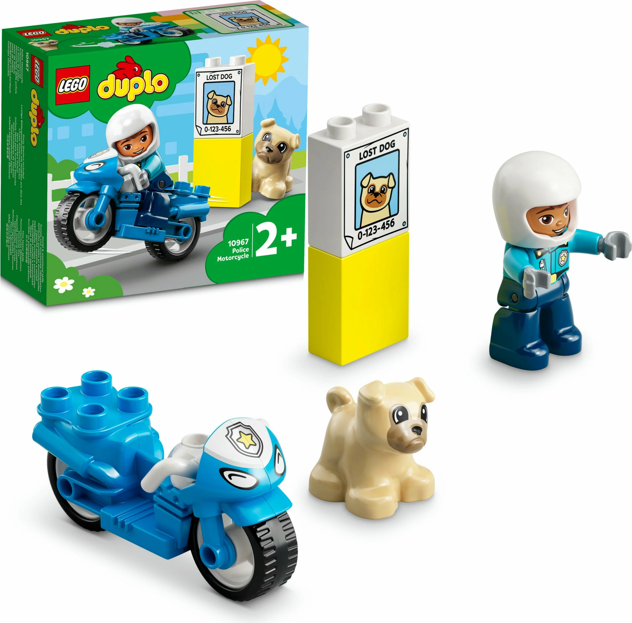 Set ndërtimi LEGO DUPLO Police Motorcycle, 5 pjesë, plastikë, shumëngjyrësh