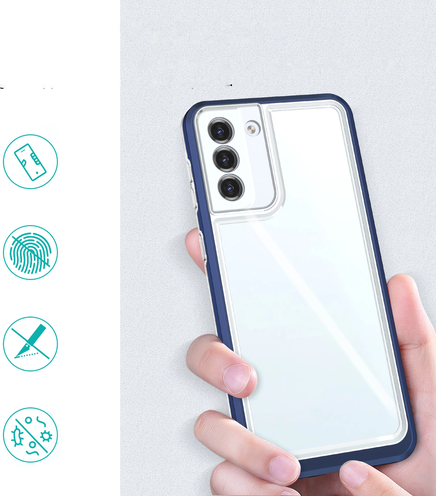 Mbështjellës Hurtel Hybrid Armor Clear 3in1 për Samsung Galaxy S21+, Kaltër/Transparent