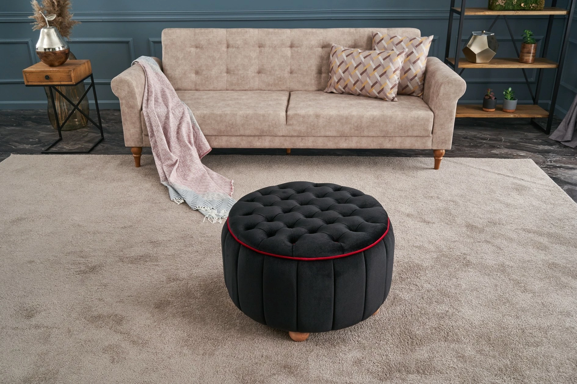 Puf Atelier del Sofa, Jasmin, anthracite dhe rozë