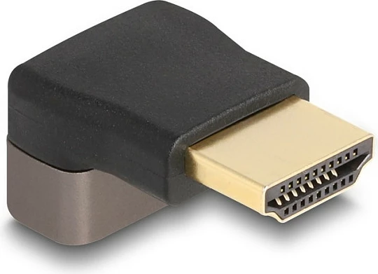 Adapter HDMI DeLOCK, mashkull në femër, kënd 90° lart, 8K 60Hz, zi/hirtë