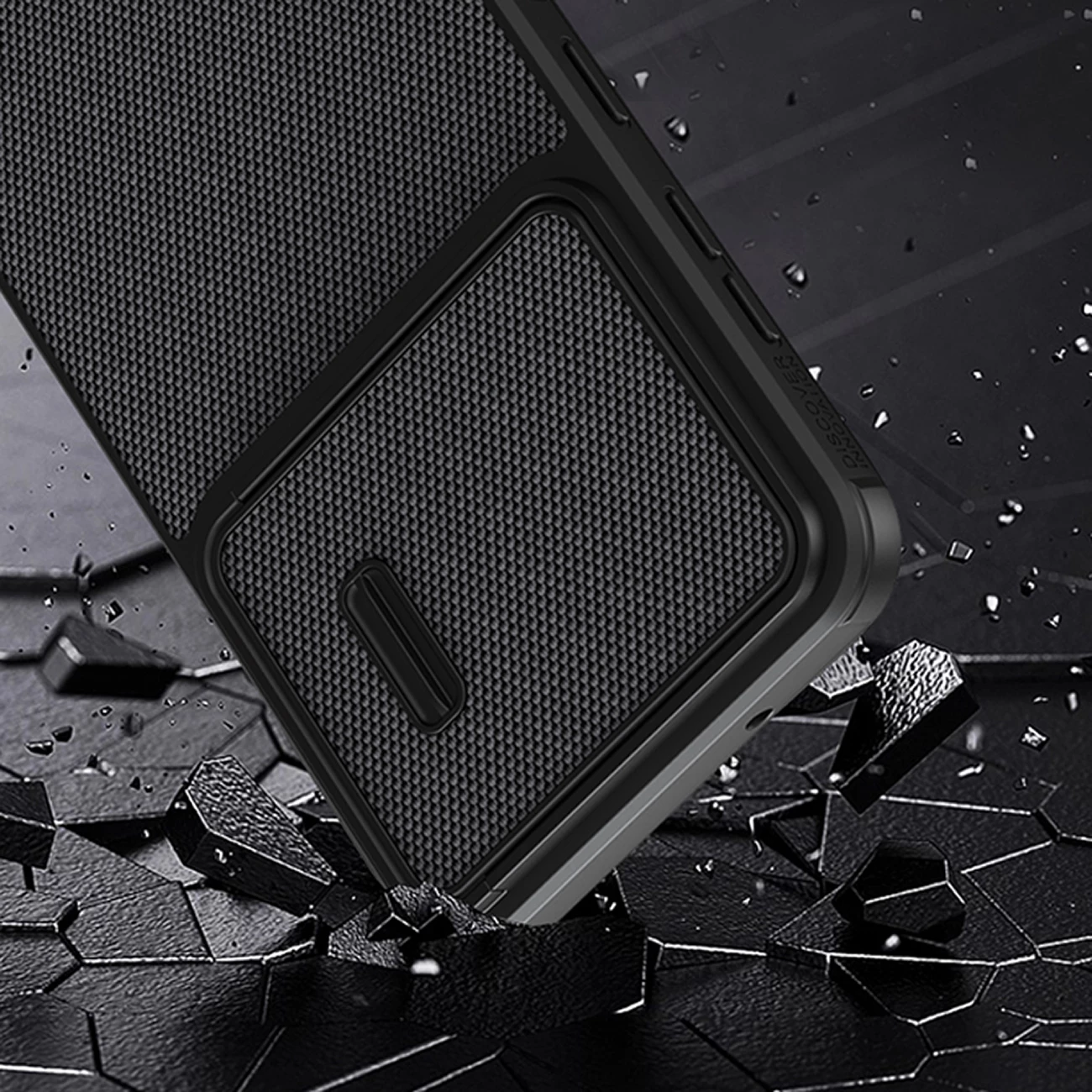 Mbështjellës Nillkin Textured S Case për Samsung Galaxy S23+, me kapak kamere, e zezë