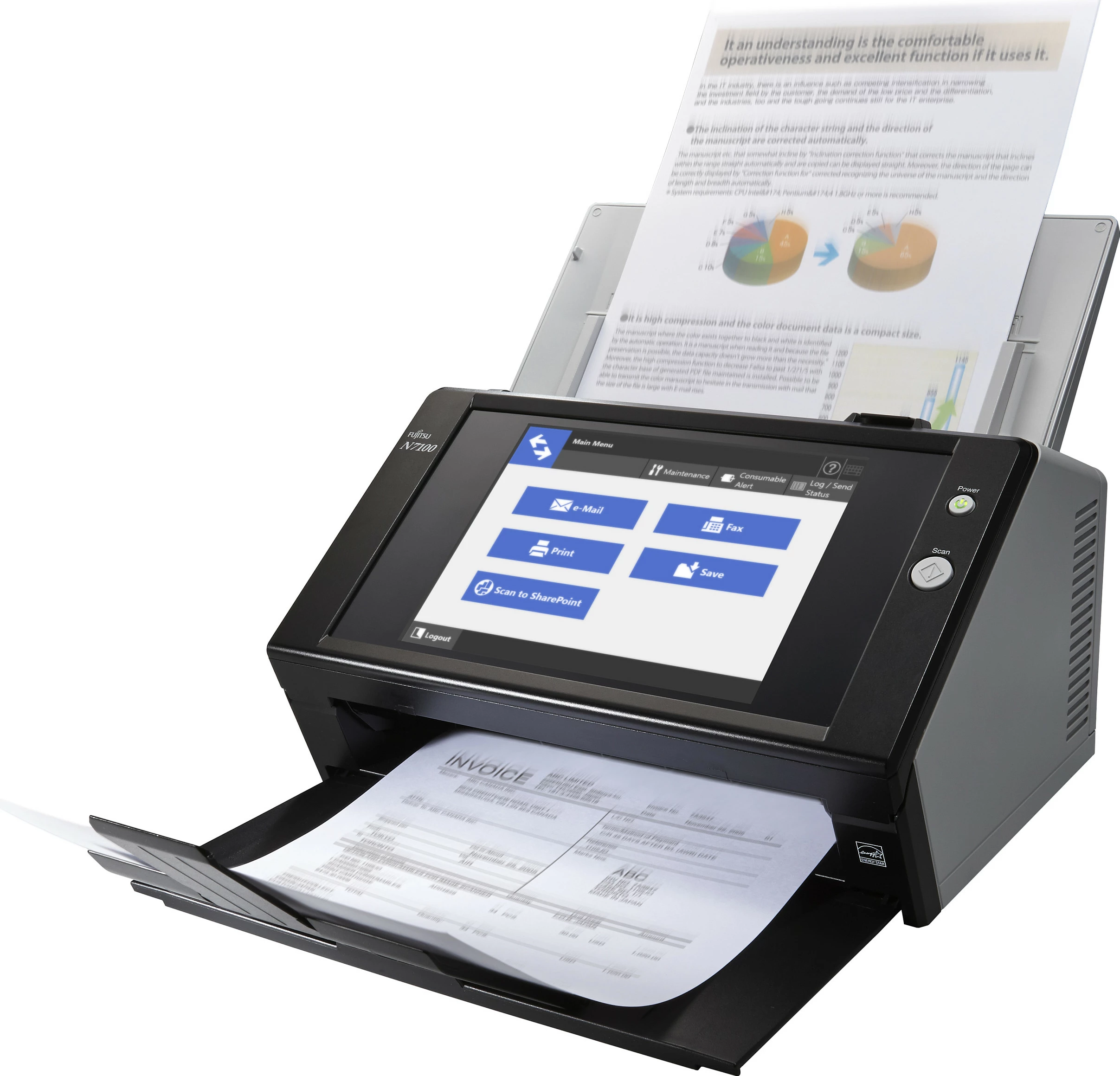 Skaner rrjeti Fujitsu Ricoh N7100E, 25ppm, duplex, ekran 8.4 inch, Ethernet, USB