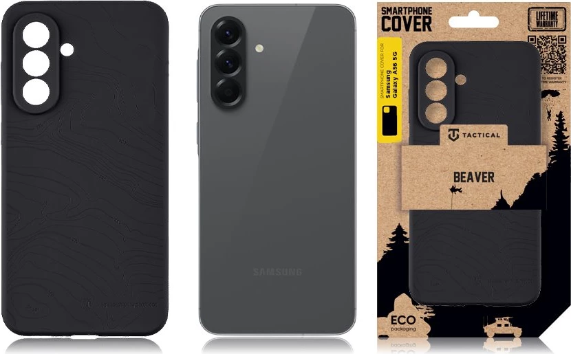 Mbështjellës Tactical Beaver për Samsung Galaxy A56, silikon liquid, anti-shock MIL-STD-810 516, me mikrofibër, Asphalt