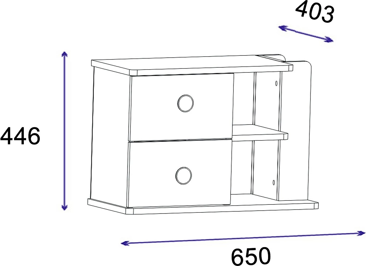 Komodinë natës Hanah Home, Valerin, ngjyrë Atlantic Pine dhe Antracit