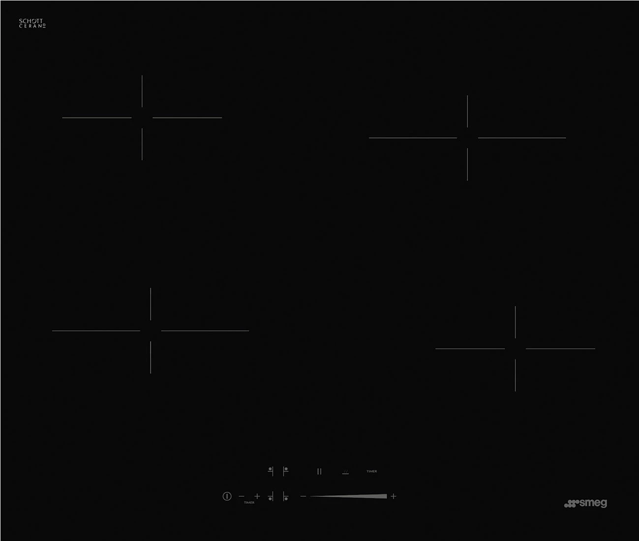 Pllakë gatimi SMEG SE464TD, 4 zona, 60 cm, e zezë