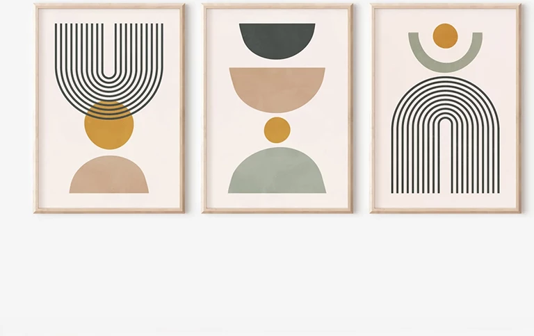 Dekor muri në kornizë Ominel triptik, print digjital, shumëngjyrësh, 33x1.5x48cm (3 copë)