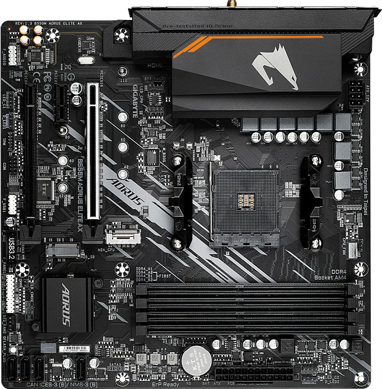Pllakë amë Gigabyte B550M AORUS ELITE AX, Socket AM4, Wi-Fi 6E, DDR4, PCIe 4.0, e zezë
