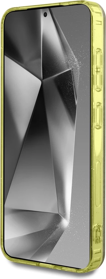 Mbështjellës Guess 4G Glitter Triangle Buttons MagSafe për Samsung Galaxy S25, Kafe